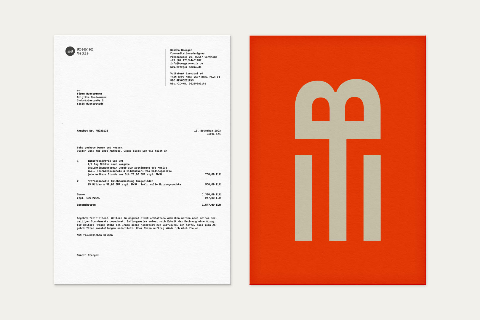 Corporate Design für den Markenlaunch des Webdienstleisters, Briefpapier