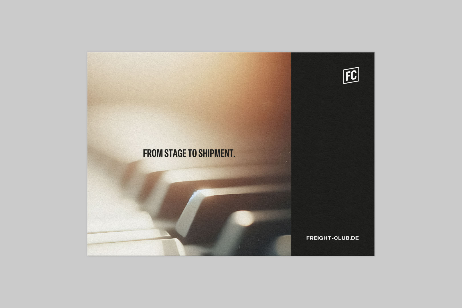 Markenkonzeption für den internationalen Lager- und Frachtmanagement-Dienstleister für Tourneen, Musikproduktionen und Events, Postkartenmotiv