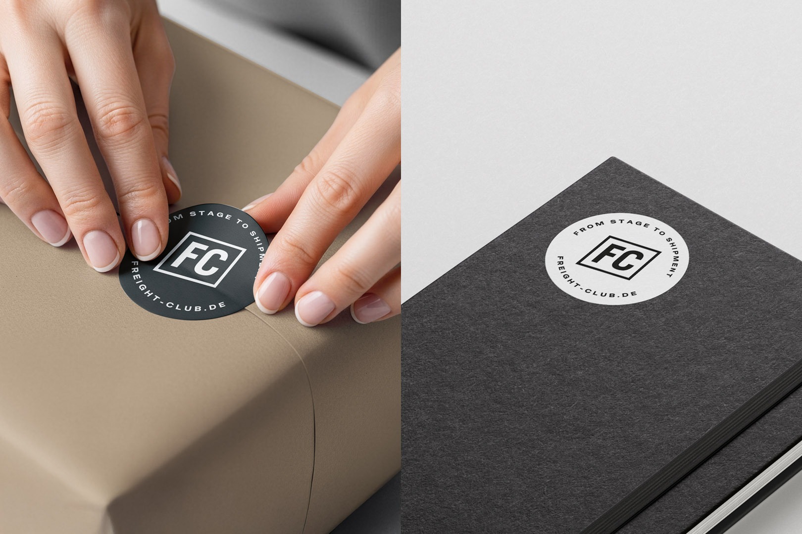 Markenkonzeption für den internationalen Lager- und Frachtmanagement-Dienstleister für Tourneen, Musikproduktionen und Events, Branding Sticker
