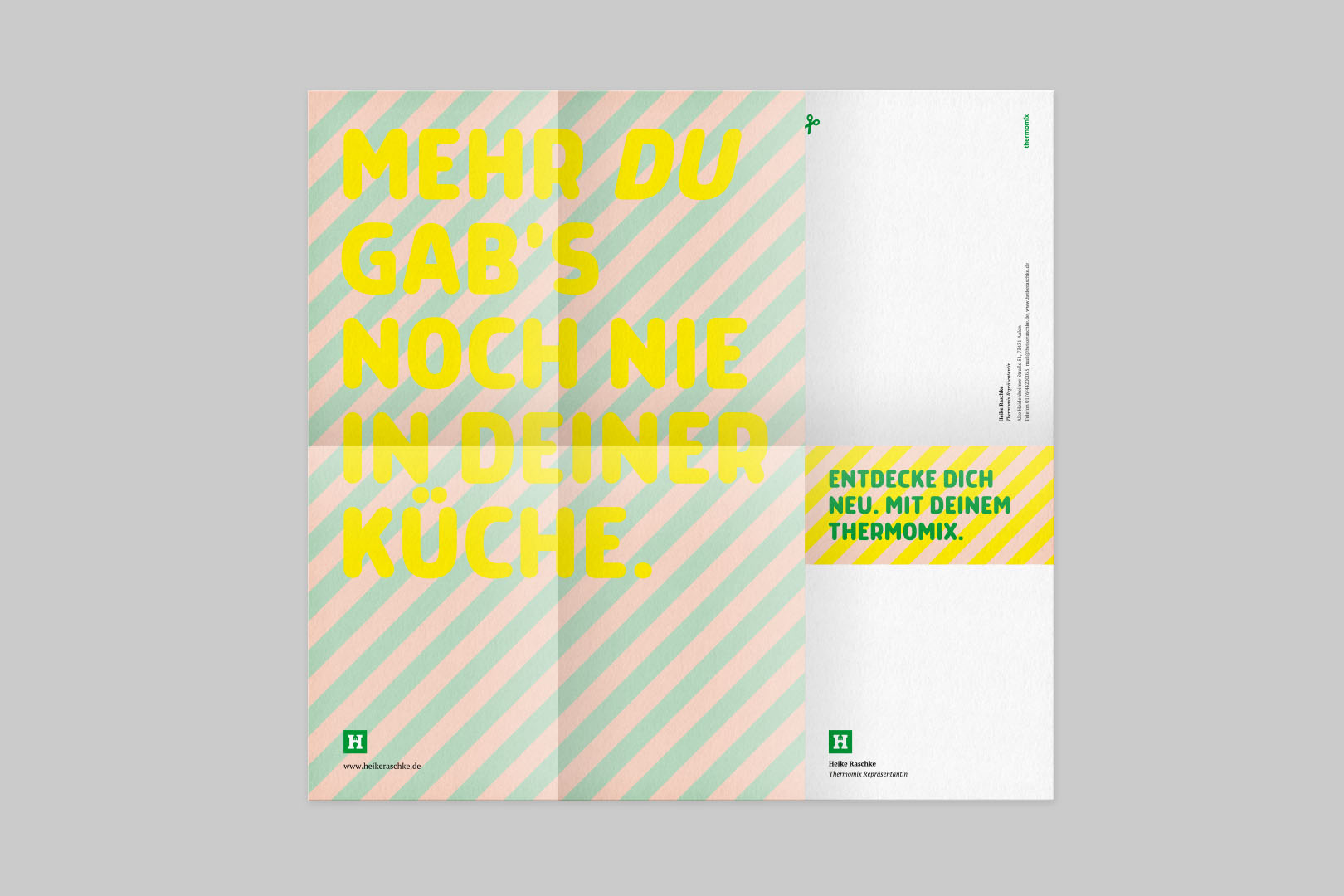 Entwicklung und Anwendung der eigenständigen visuellen Markenidentität der Thermomix-Repräsentantin, Infoflyer Vorderseite