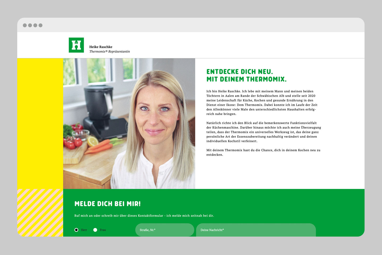 Entwicklung und Anwendung der eigenständigen visuellen Markenidentität der Thermomix-Repräsentantin, Website