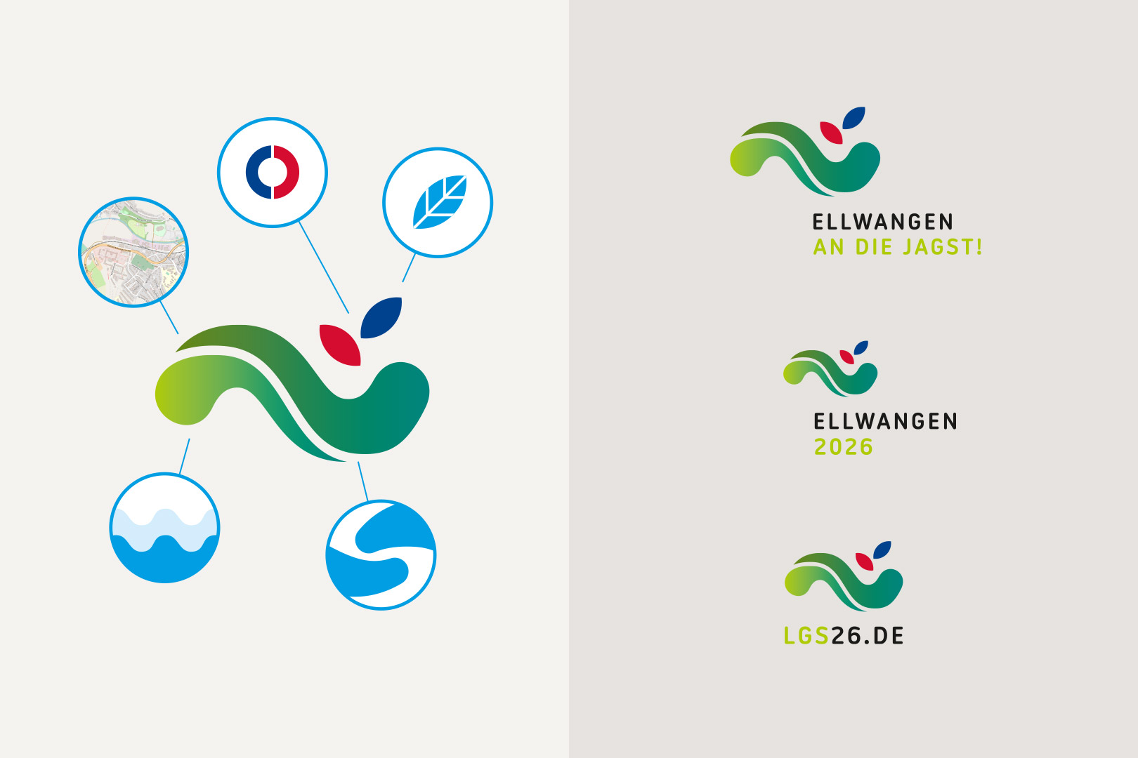Bewerbungsentwurf für Gartenexpo, nicht ausgeführter Entwurf, Signet- und Logovarianten