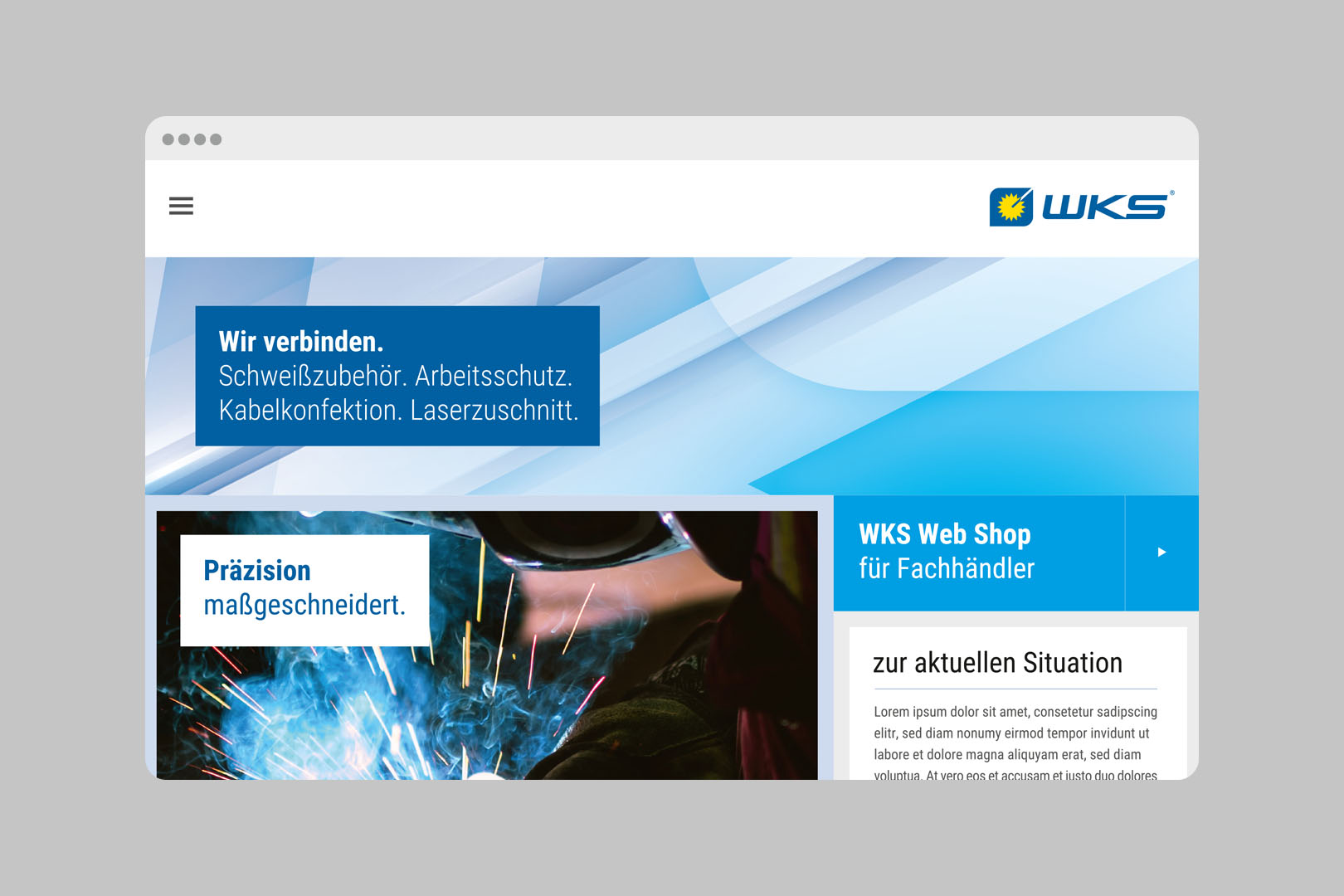Überarbeitung und Weiterentwicklung der bestehenden visuellen Markenidentität des Fachhändlers für Arbeitsschutz und Schweißzubehör, Website