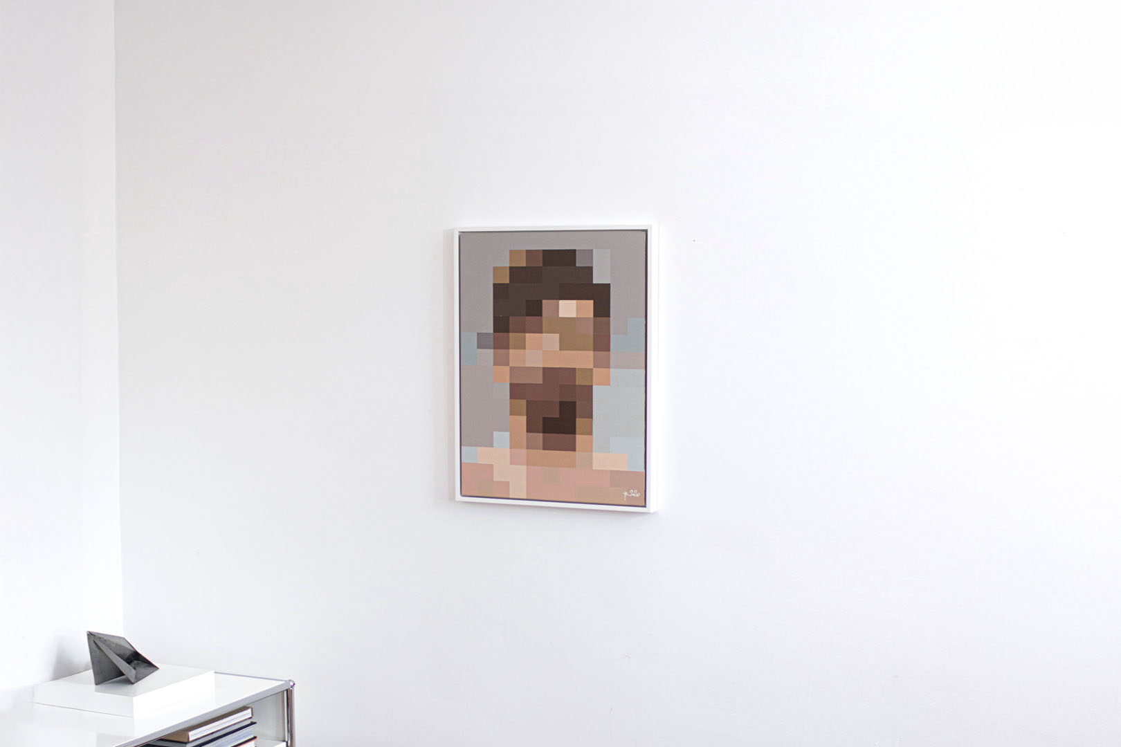 Johannes Raschke, Portrait 20/04, Detailansicht, Nahaufnahme der Pinselstriche und Farbstruktur des Gemäldes