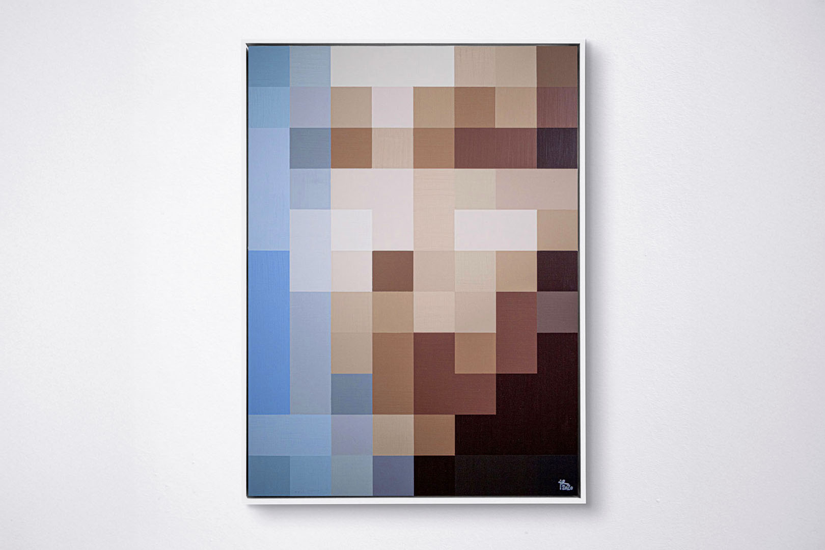 Johannes Raschke, Portrait 20/06, Acryl auf Aluminium, 99 x 73 cm, unten rechts signiert, verso datiert und betitelt, gerahmt in Weiß, Hauptansicht