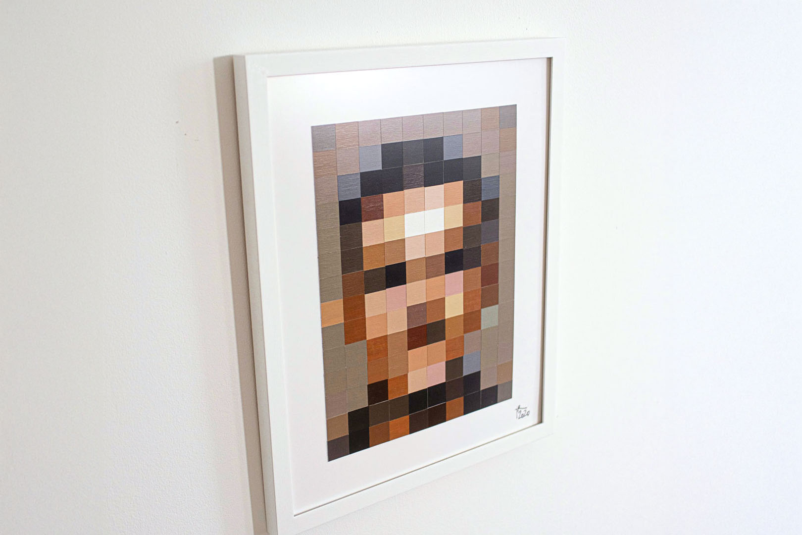 Johannes Raschke, Portrait 21/10, Detailansicht, Nahaufnahme der Collage-Texturen und Farbaufträge