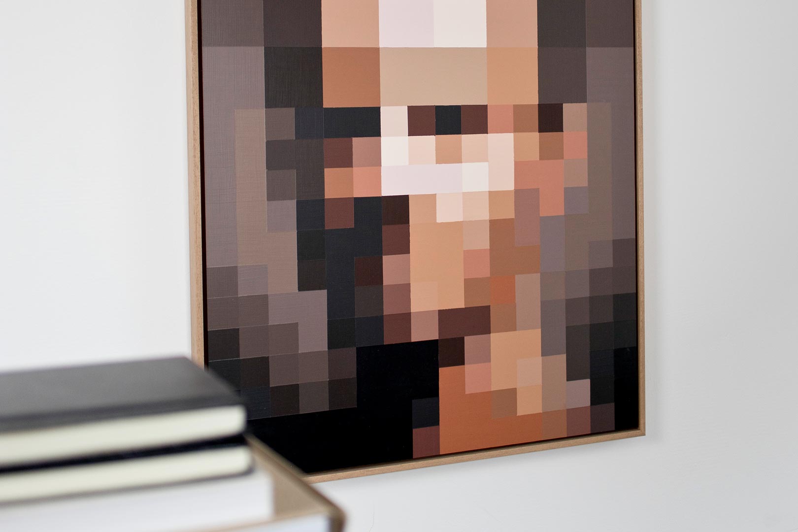 Johannes Raschke, Portrait 21/02, Detailansicht, Nahaufnahme der Pinselstriche und Farbstruktur des Gemäldes